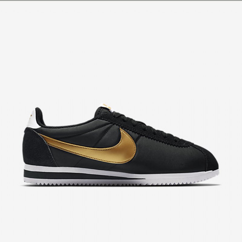 Nike Classic Cortez Nylon Unisex-kengät Musta Valkoinen Metallic Gold