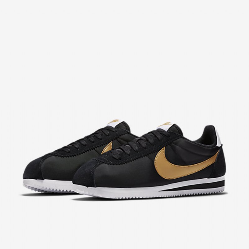Nike Classic Cortez Nylon Unisex-kengät Musta Valkoinen Metallic Gold