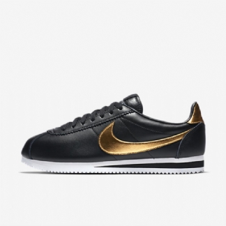 Nike Cortez Classic Premium Miesten Kengät Musta Valkoinen Metallic Gold