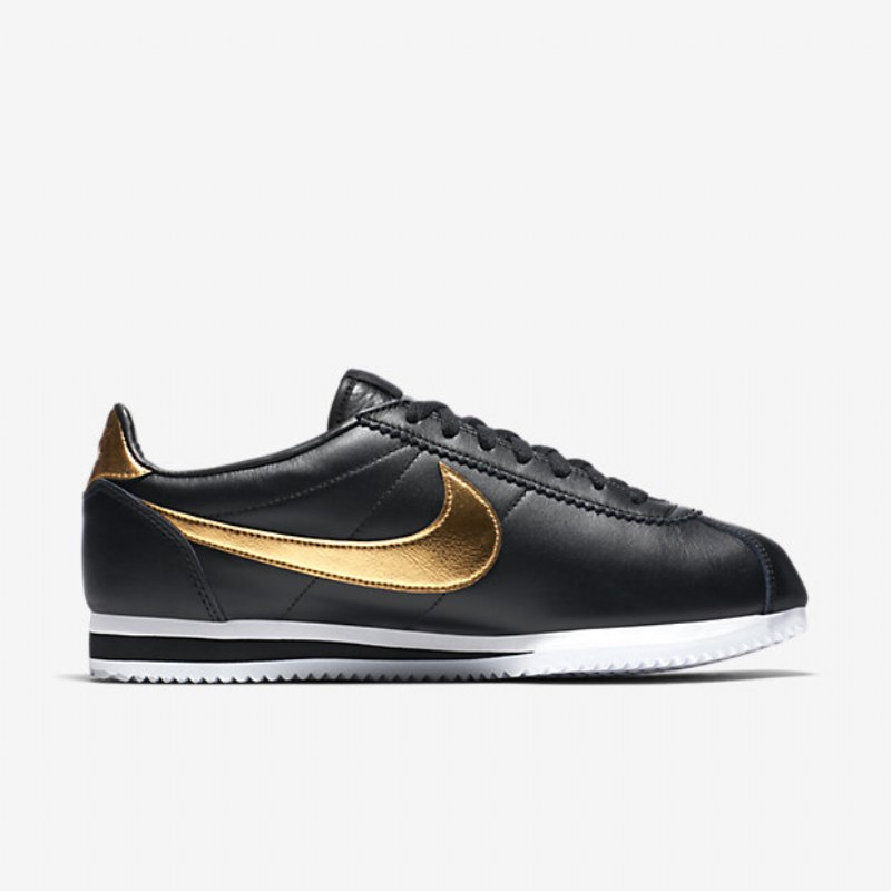 Nike Cortez Classic Premium Miesten Kengät Musta Valkoinen Metallic Gold