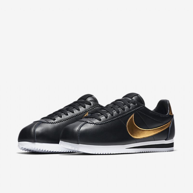 Nike Cortez Classic Premium Miesten Kengät Musta Valkoinen Metallic Gold