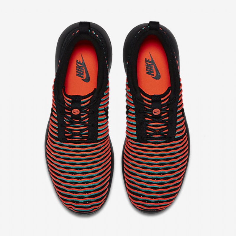 Nike Roshe Flyknit Two Shoes Black Crimson Kiiltävä Läpinäkyvä Jade