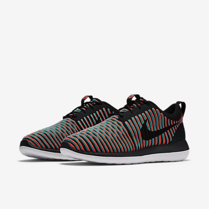 Nike Roshe Flyknit Two Shoes Black Crimson Kiiltävä Läpinäkyvä Jade