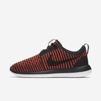 Nike Roshe Flyknit Two Shoes Black Crimson Kirkas Valkoinen