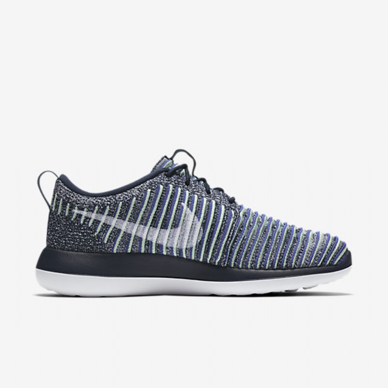Nike Roshe Flyknit Two Shoes Navy University Binary Blue Green Steam White