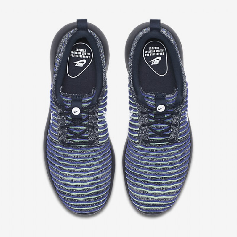 Nike Roshe Flyknit Two Shoes Navy University Binary Blue Green Steam White