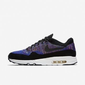 Nikelab Kengät Air Max 1 Miesten Flyknit Blue Runner Kirkkaan Violetti Sail Black