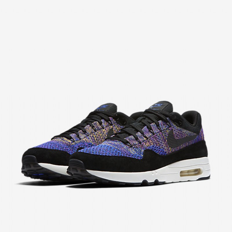 Nikelab Kengät Air Max 1 Miesten Flyknit Blue Runner Kirkkaan Violetti Sail Black