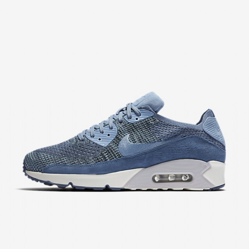 Nikelab Kengät Air Max 90 Miesten Flyknit Ocean Mist Sininen Työ Platina Puhdas Purjehdus