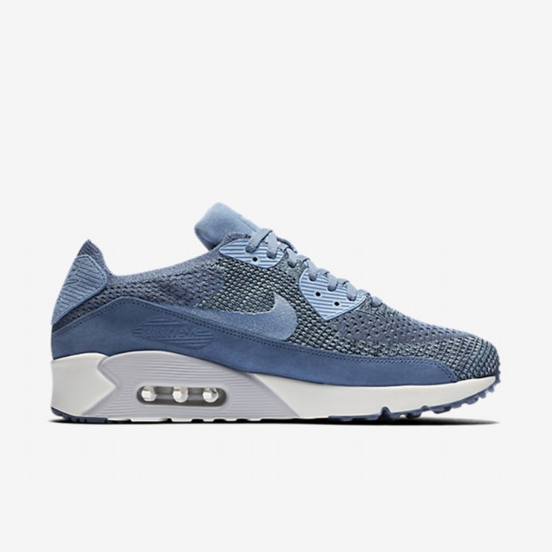 Nikelab Kengät Air Max 90 Miesten Flyknit Ocean Mist Sininen Työ Platina Puhdas Purjehdus