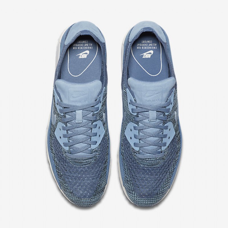 Nikelab Kengät Air Max 90 Miesten Flyknit Ocean Mist Sininen Työ Platina Puhdas Purjehdus