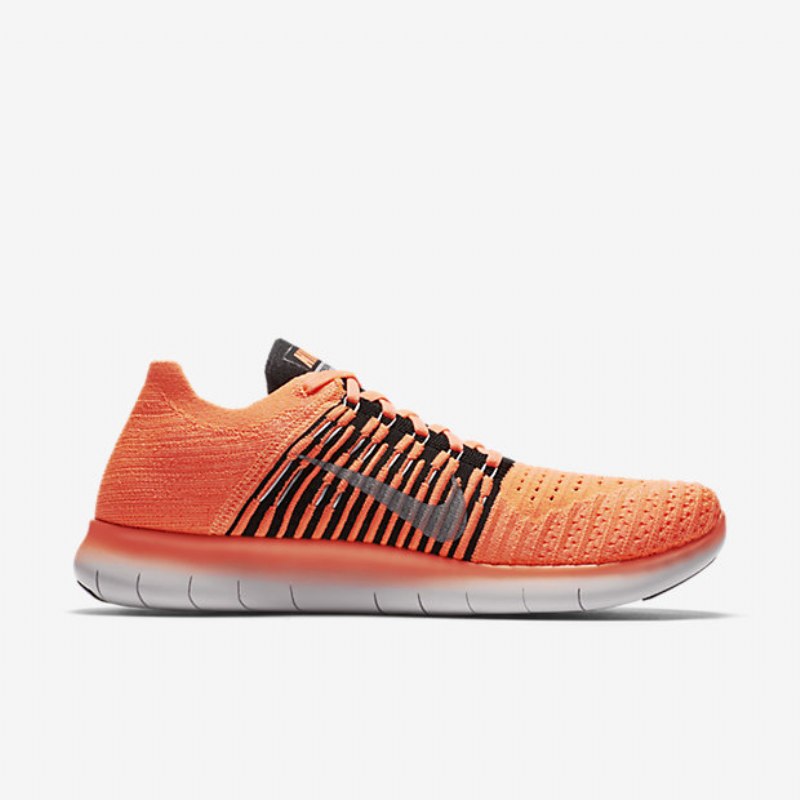 Running Nike Free Miesten Rn Flyknit Kirkas Mango Wolf Harmaa Valkoinen Musta