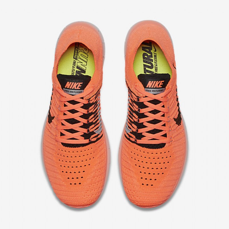 Running Nike Free Miesten Rn Flyknit Kirkas Mango Wolf Harmaa Valkoinen Musta