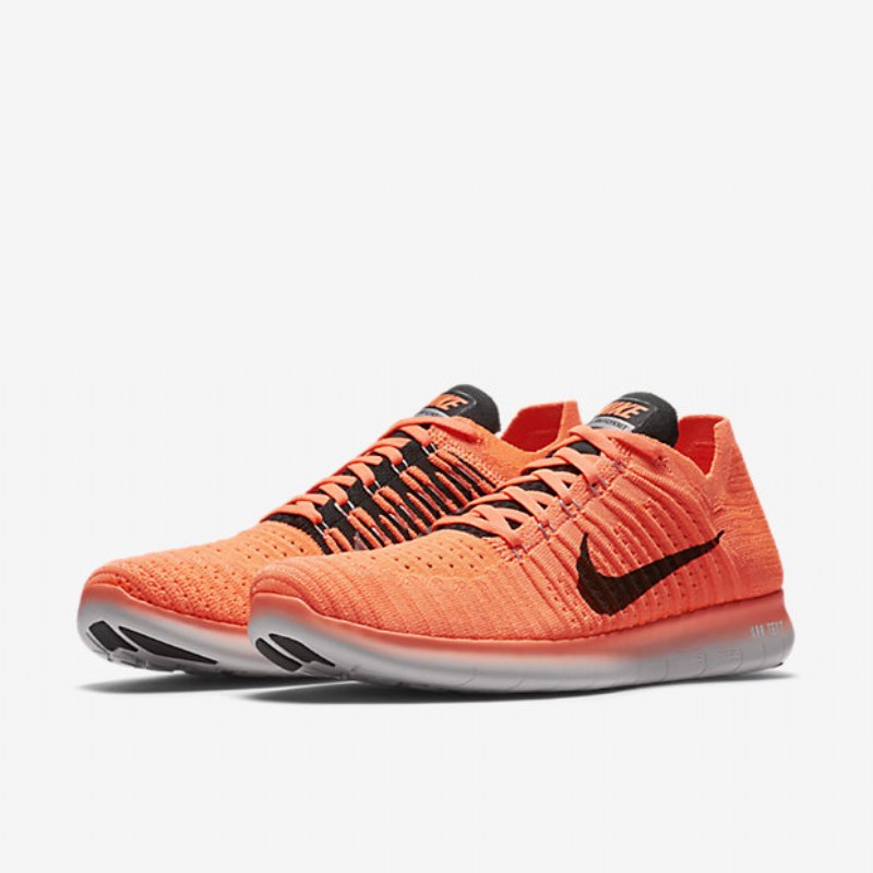 Running Nike Free Miesten Rn Flyknit Kirkas Mango Wolf Harmaa Valkoinen Musta
