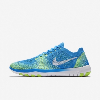 Treenikengät Nike Free Focus Flyknit 2 Naisten Sininen Kiiltävä Vihreä Phantom White