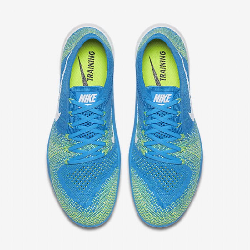 Treenikengät Nike Free Focus Flyknit 2 Naisten Sininen Kiiltävä Vihreä Phantom White