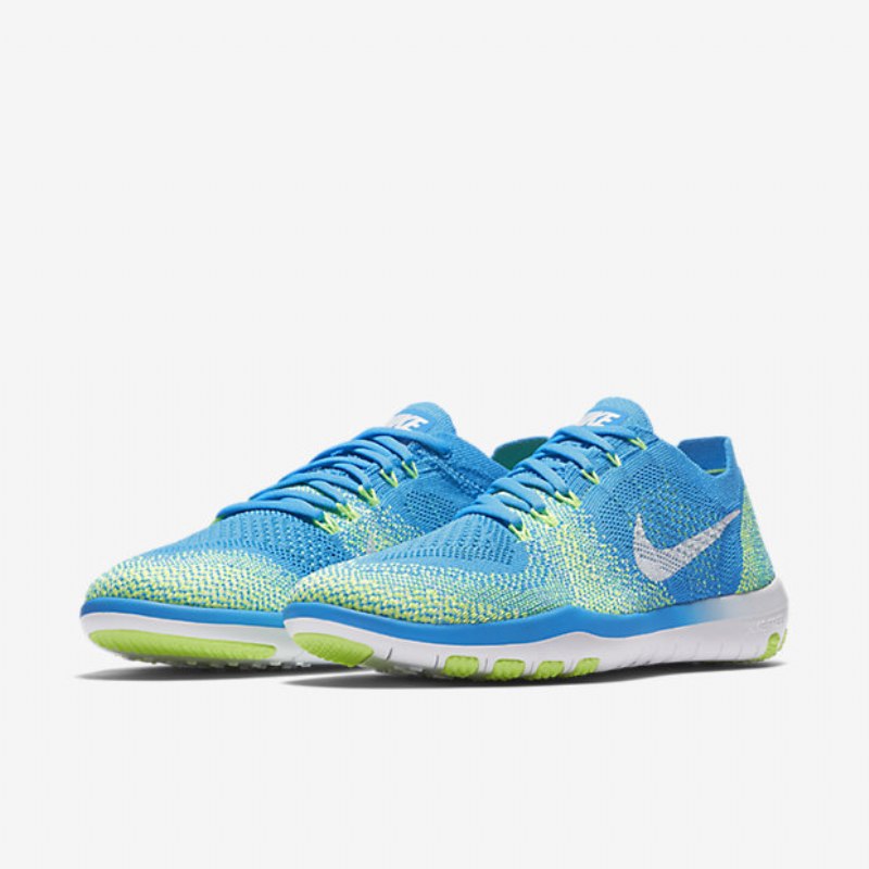 Treenikengät Nike Free Focus Flyknit 2 Naisten Sininen Kiiltävä Vihreä Phantom White