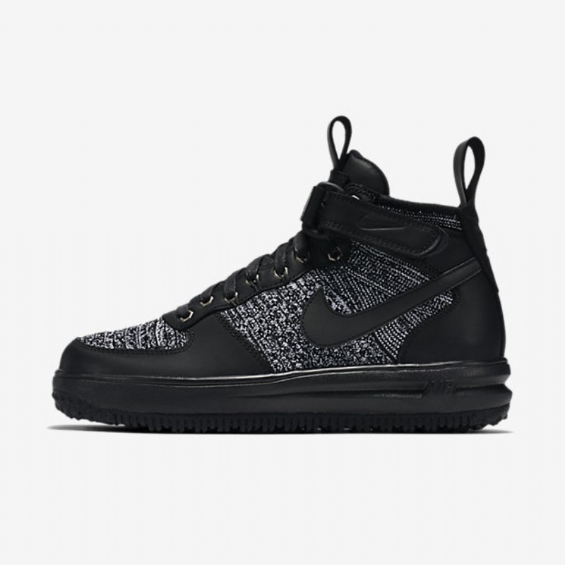 Työskentely Nike Lunar Force 1 Flyknit Workboot Naisten Musta Valkoinen Harmaa Kylmä