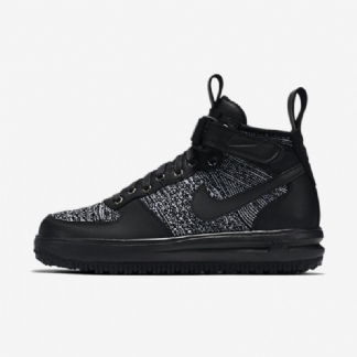 Työskentely Nike Lunar Force 1 Flyknit Workboot Naisten Musta Valkoinen Harmaa Kylmä