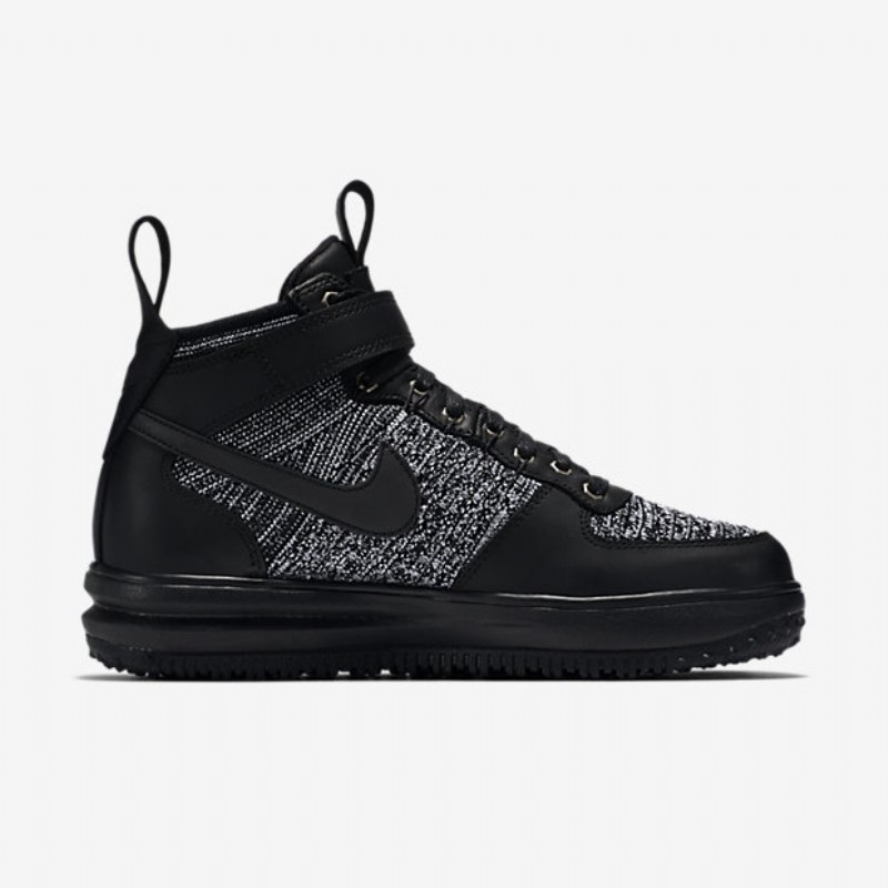 Työskentely Nike Lunar Force 1 Flyknit Workboot Naisten Musta Valkoinen Harmaa Kylmä