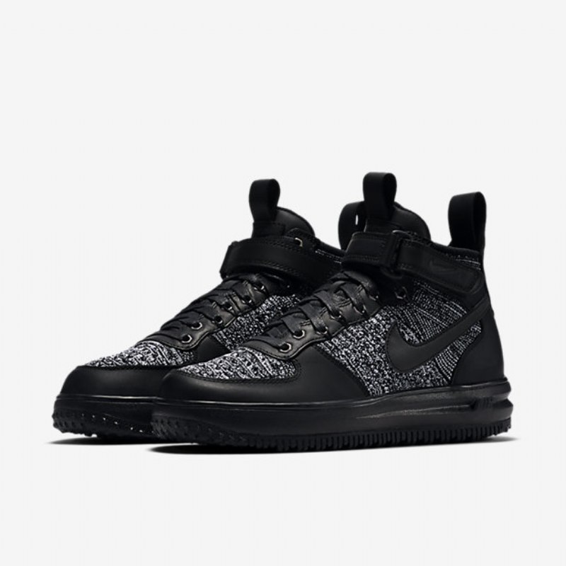 Työskentely Nike Lunar Force 1 Flyknit Workboot Naisten Musta Valkoinen Harmaa Kylmä
